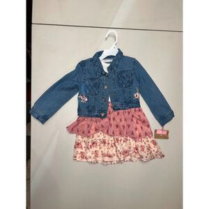 Young Hearts 3T two piece set Denim Jacket and Dress NWT